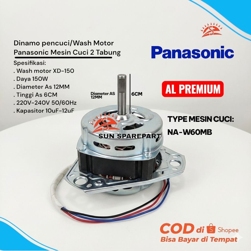 Dinamo pencuci panasonic Diameter As 12MM AL Premium /Dinamo Wash Panasonic NA-W60MB