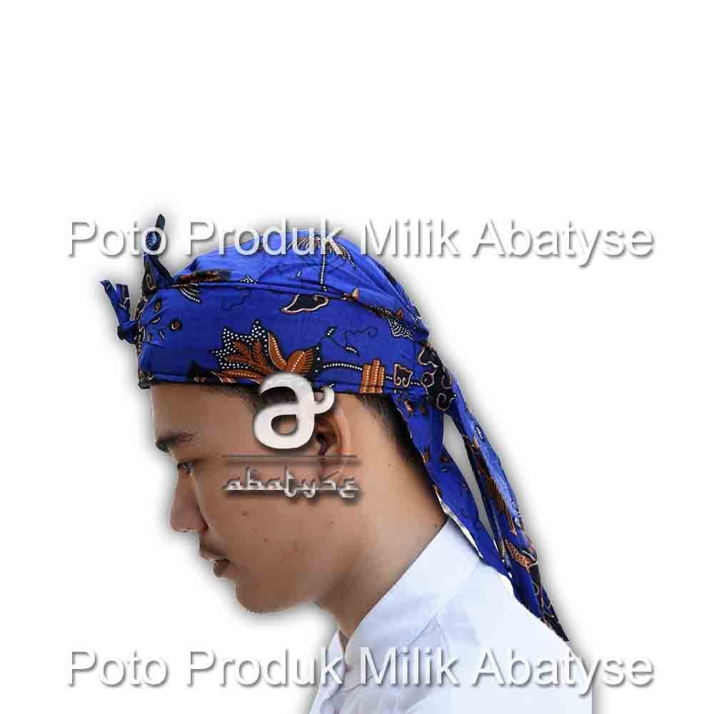 Blangkon Batik Cirebon - Tetopongan Motif Barong Biru