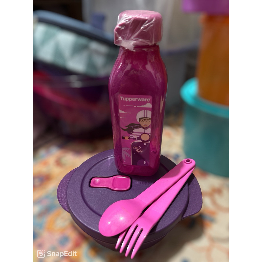 set bekal tupperware ungu