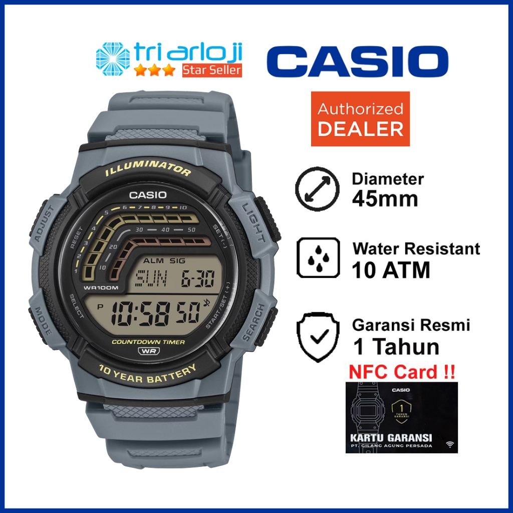 Casio WS-1800-2AVDF Jam Tangan Pria Digital WS-1800-2A WS1800 WS 1800 2AVDF