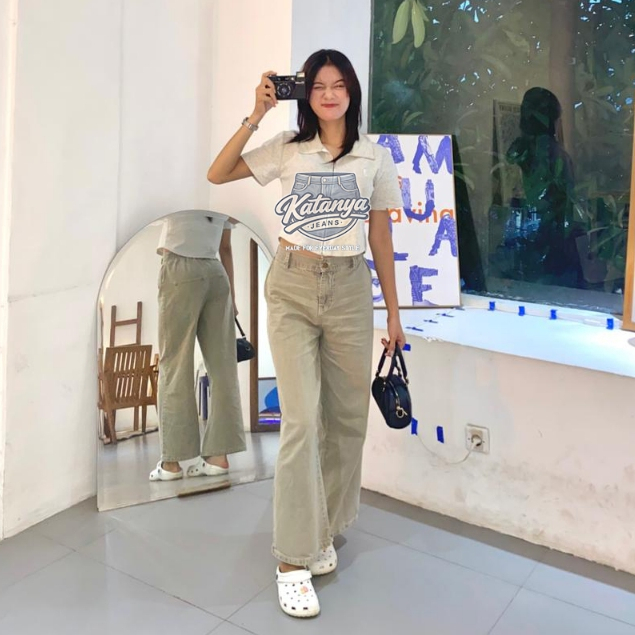 KJ - Celana Jeans Premium Kulot Highwaist Wanita