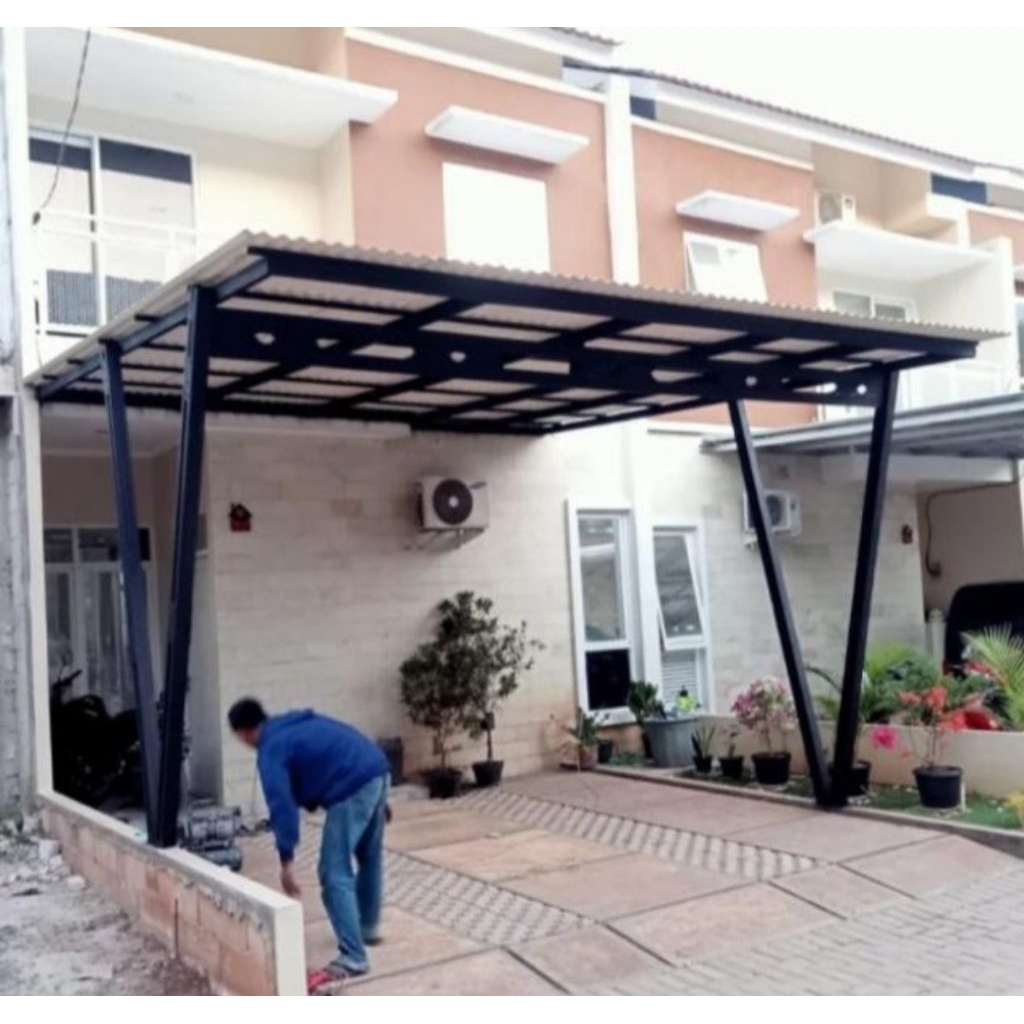 kanopi alderon twinwall 2 layar&cat terpasang