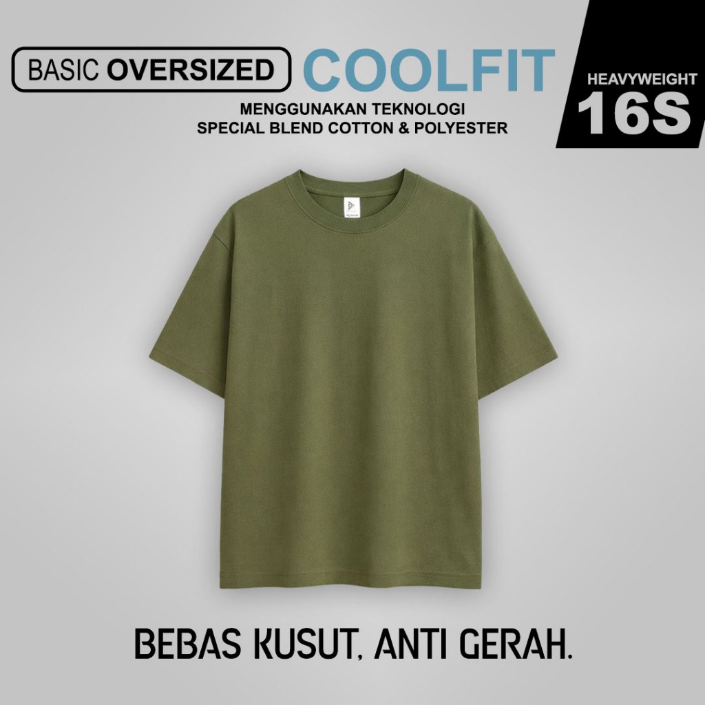 Devolve COOLFIT T-Shirt Oversize Kaos Polos 16s Heavyweight - Green Khaki