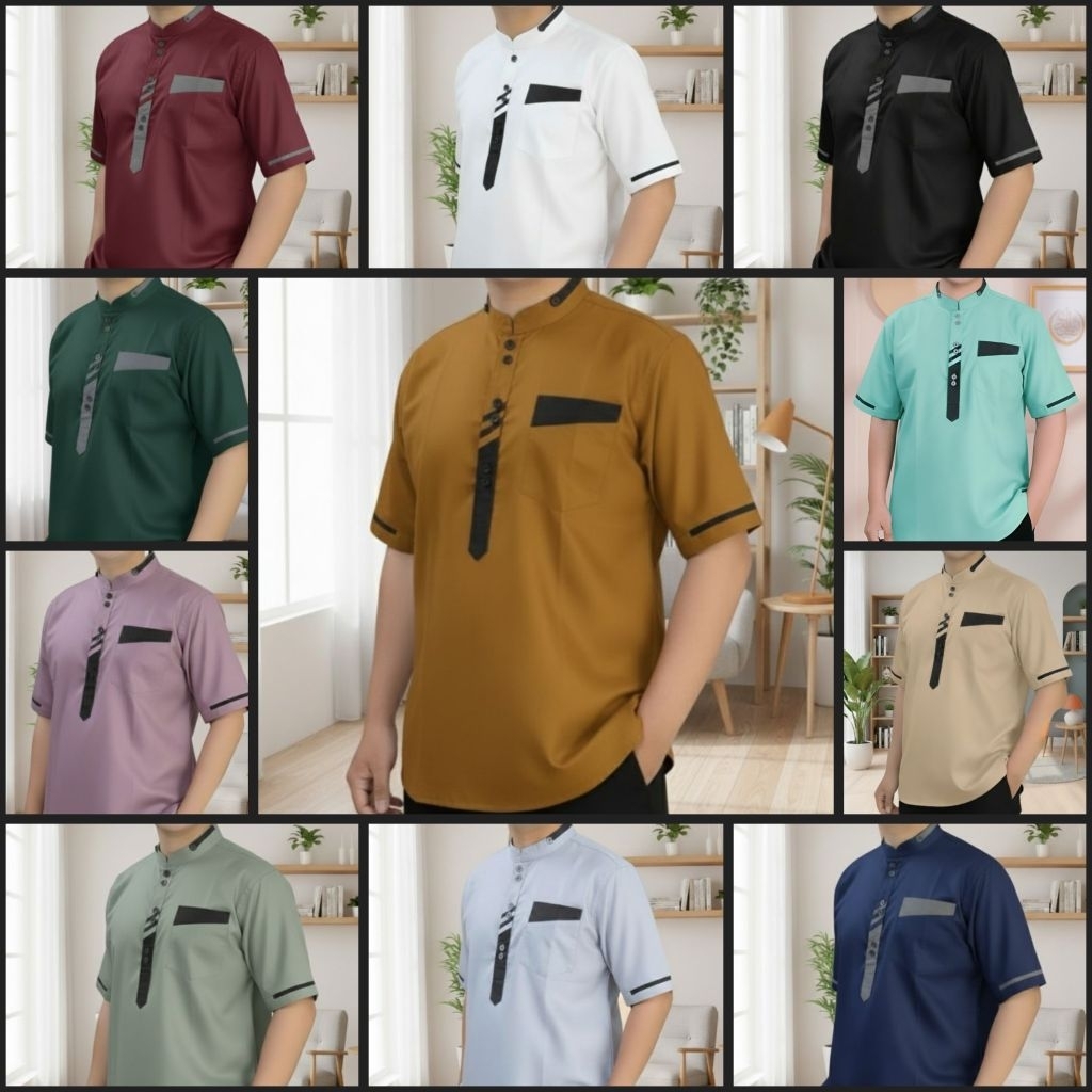 (NEW) KURTA ABDI - Baju Kemeja KURTA Koko Ayah Pria Bapak Muslim Bahan Katun Toyobo Tebal Premium Uk