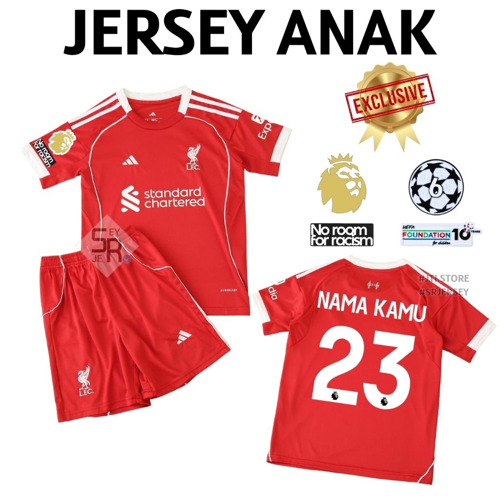 KIDS Jersey Liverpool Home 2025 2026 - Jersey Anak Liverpool Grade Original