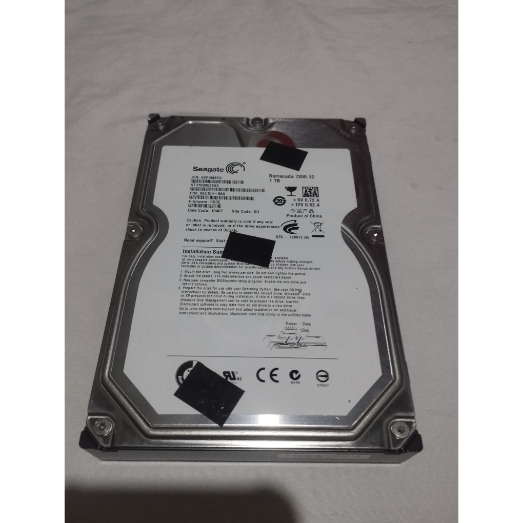 Hardisk Dekstop/PC, Seagate, 1 TB, SATA, 3,5" (Rusak)