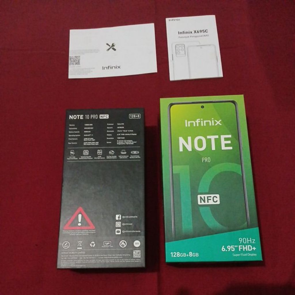 dus box infinix note 10 pro nfc original 100% copotan lengkap manual book