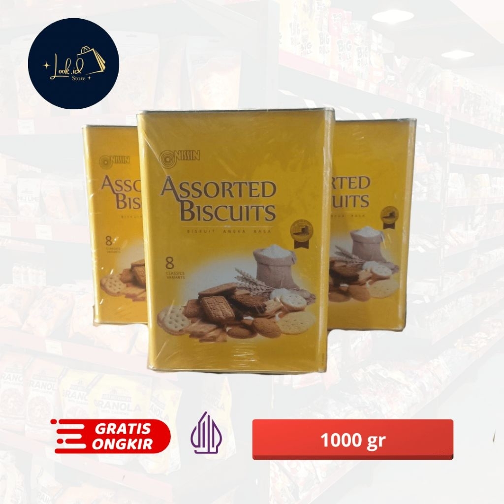 Nissin Assorted Biscuit Kaleng Kuning 1000 gr