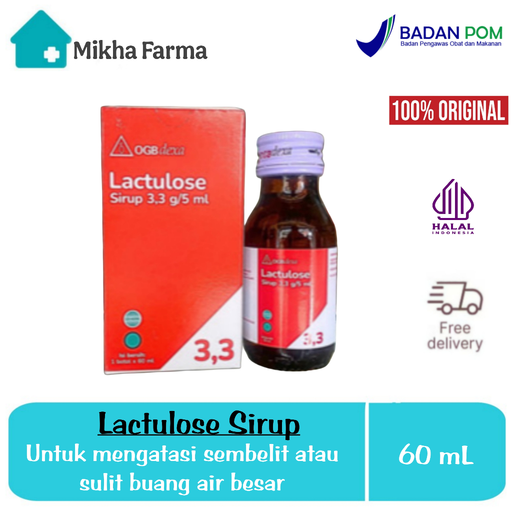 Lactulose 3.3g/5ml | SIrup 60mL | By. Dexa - Untuk mengatasi sembelit