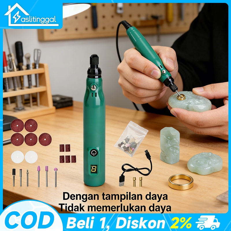 [ With Led ] 25pcs Bor Mini/Drill Electric Engraver Grinder Gerinda Electrik Listrik/Mini Listrik Co