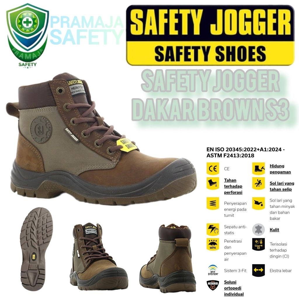 Sepatu Safety Jogger Dakar Brown S3 Asli Original