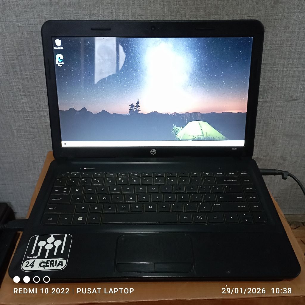 Laptop Hp 1000 windows 10 AMD A4-3330MX Radeon Ram2gb DDR3 Hrd1TB Lcd14in Mesin normal tested minus 