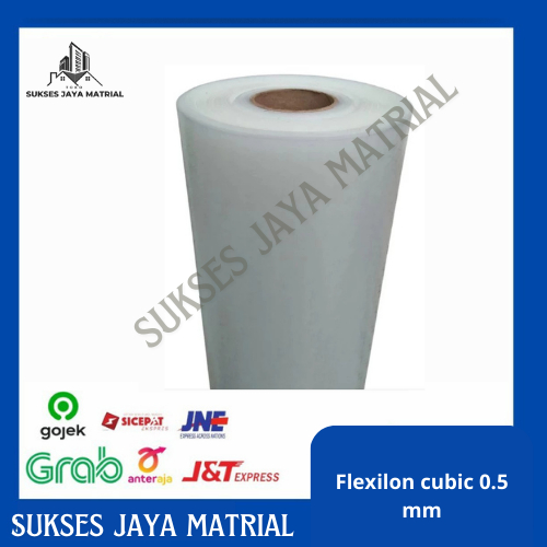 Fiber Flexilon Penutup Pagar  Putih (Motif Cubic) tebal 0.5 mm