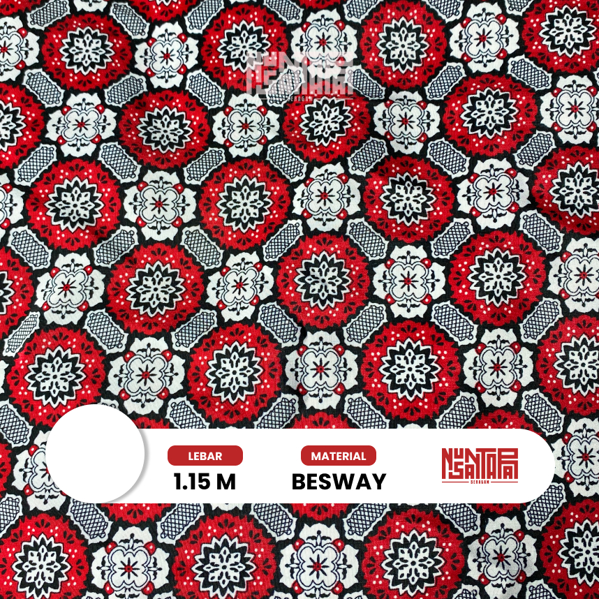 KAIN BATIK SEKOLAH MOTIF BUNGA MATAHARI VARIANT WARNA MERAH