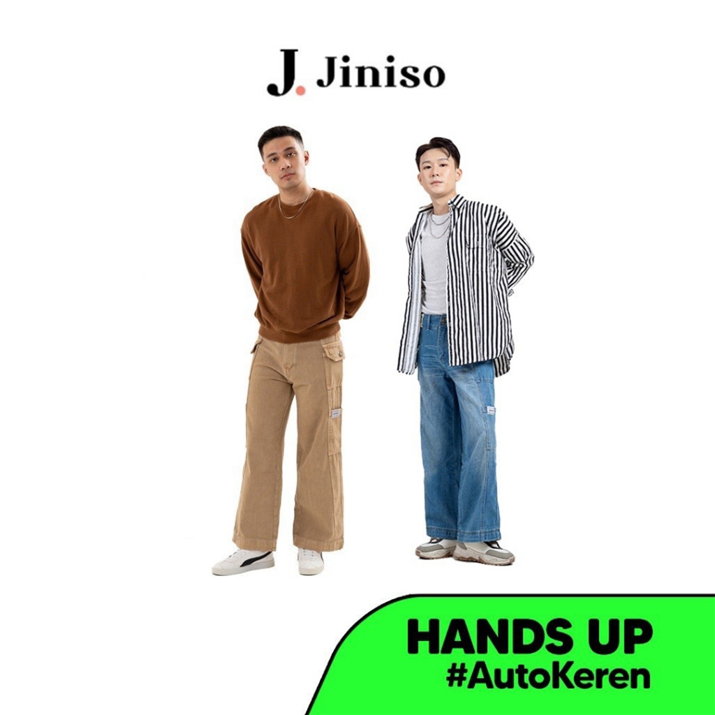 JINISO - Denim Cargo Baggy Jeans Pria