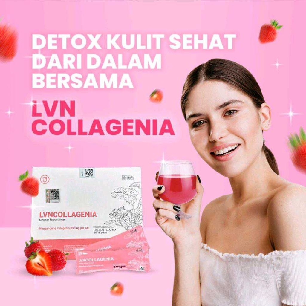 LVN Collagenia Minum Serbuk Collagen Asli 100% Original BPOM(isi 10 Saset Masa Kadaluarsa 2027)