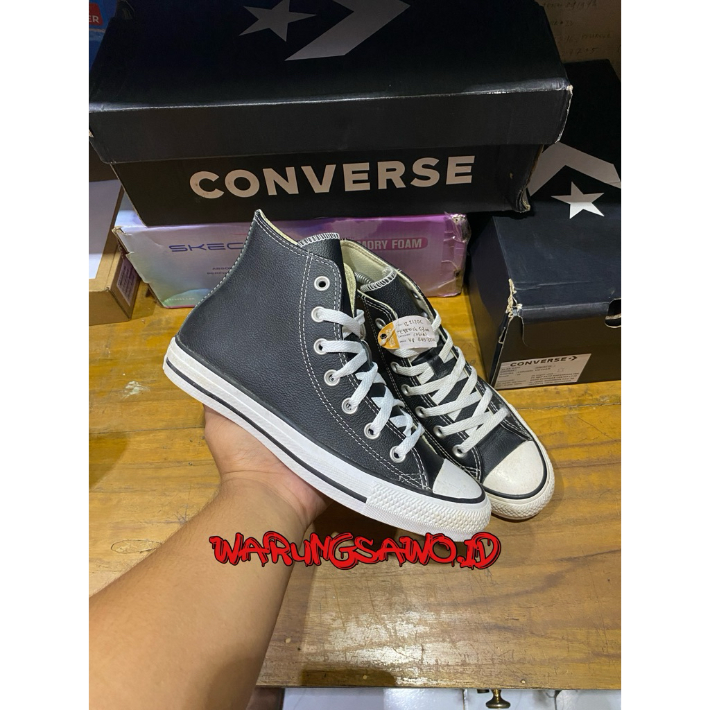 CONVERSE CT HIGH BLACK WHITE LEATHER - BACA DESKRIPSI