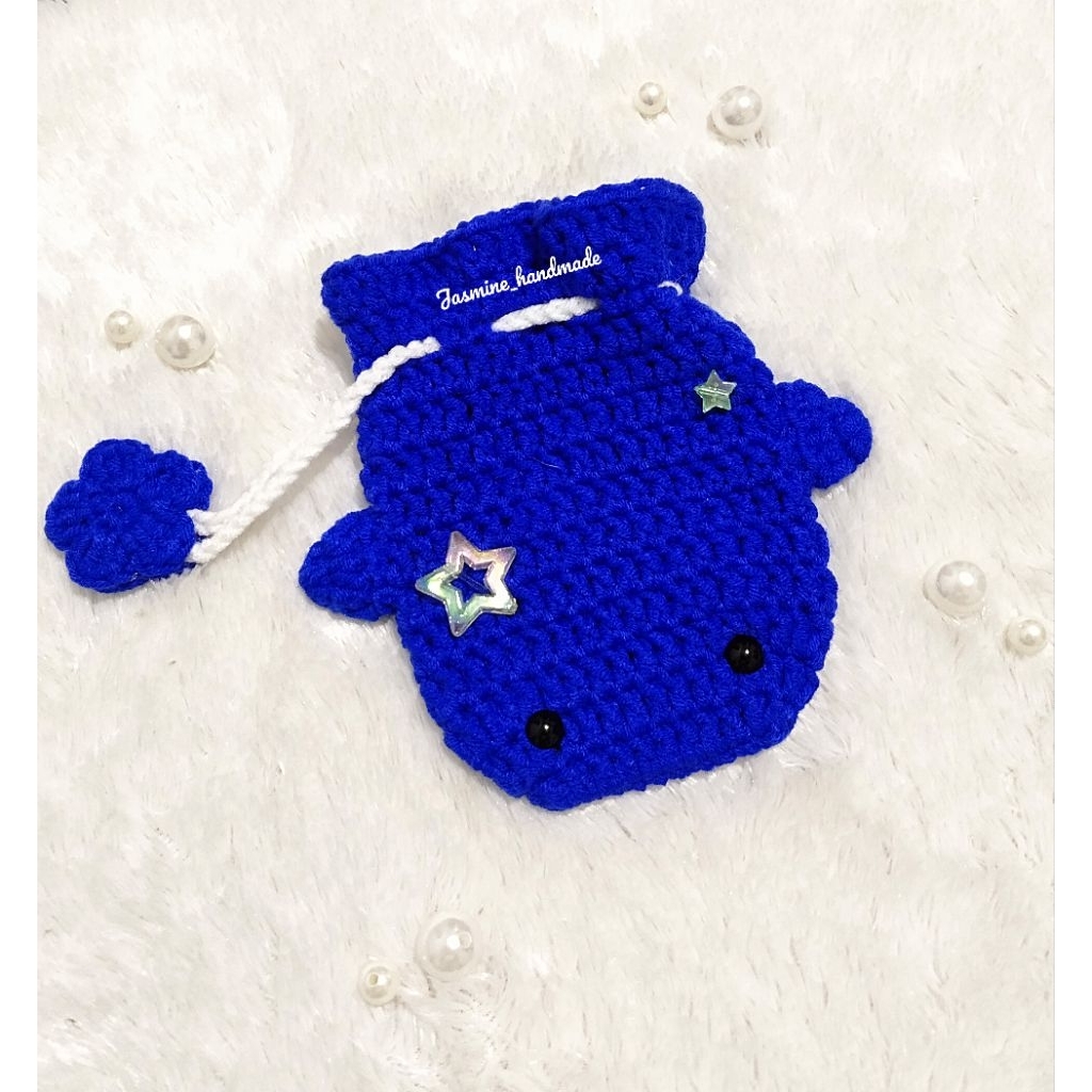 Pouch rajut/mimi pouch/pouch handmade/pouch rajut ikan/pouch rajut paus/whale pouch crochet/pouch lu