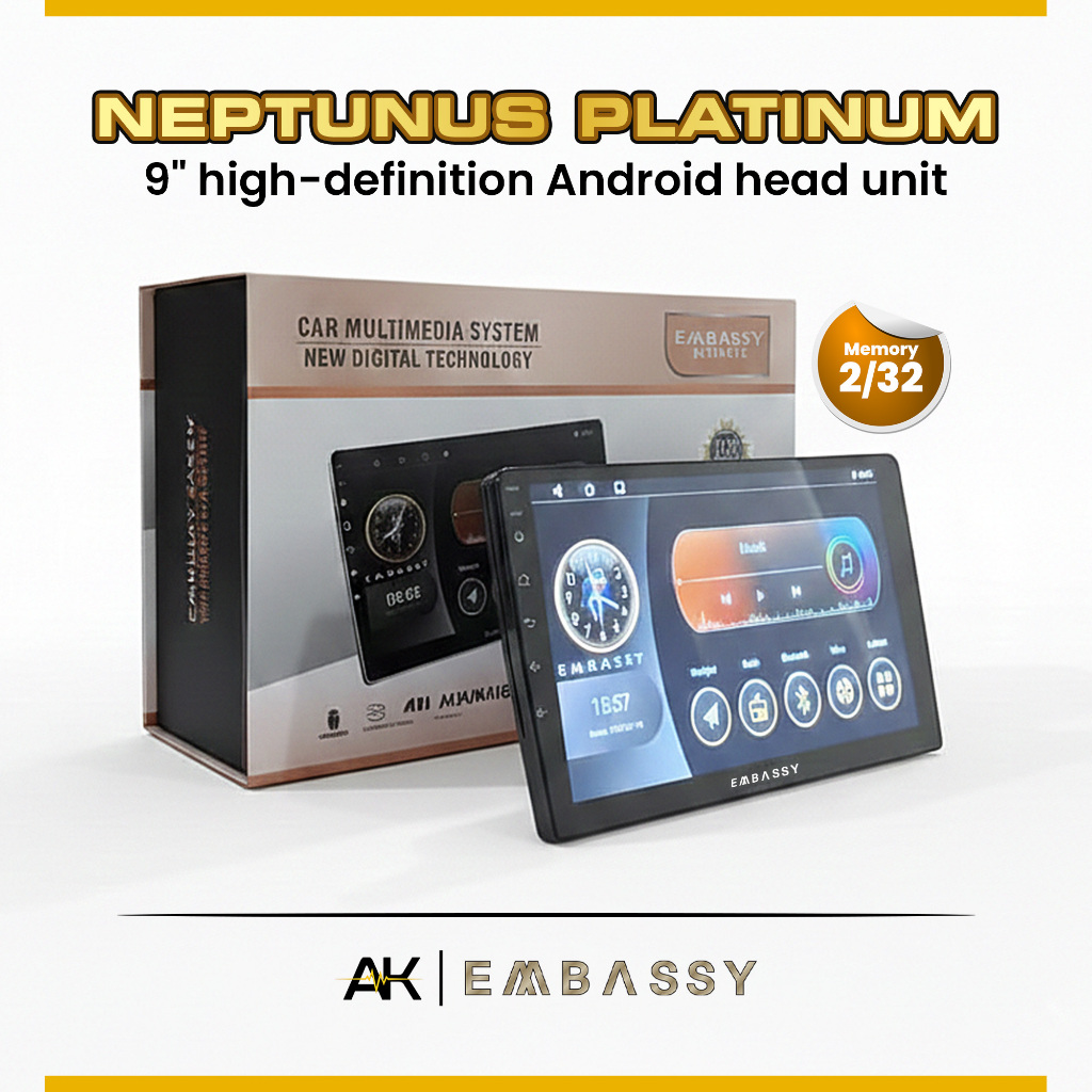 Head Unit Android Mobil EMBASSY Neptunus Ultimate 9 Inch RAM 2GB ROM 32GB
