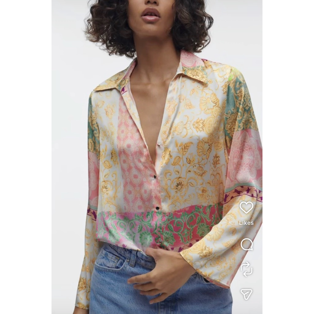 ZARA PATCHWORK PRINT SHIRT PRELOVED