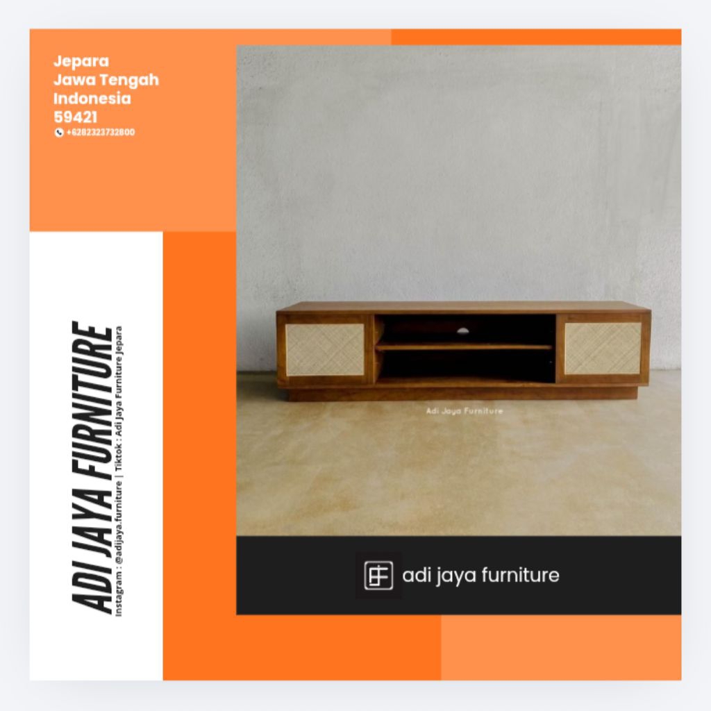 tv cabinet kayu jati model minimalis meja tv kayu jati kombinasi rotan