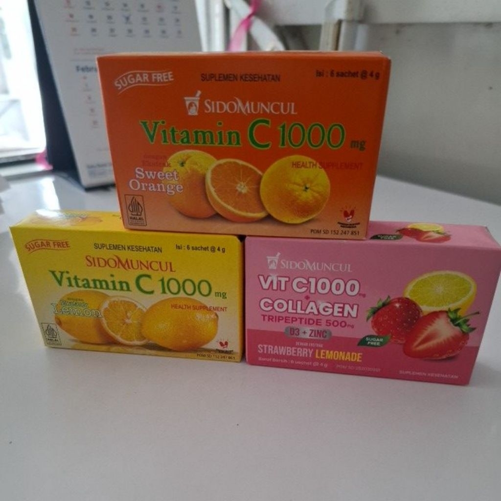 Vitamin C 1000mg Sidomuncul Rasa Lemon, Jeruk, Collagen