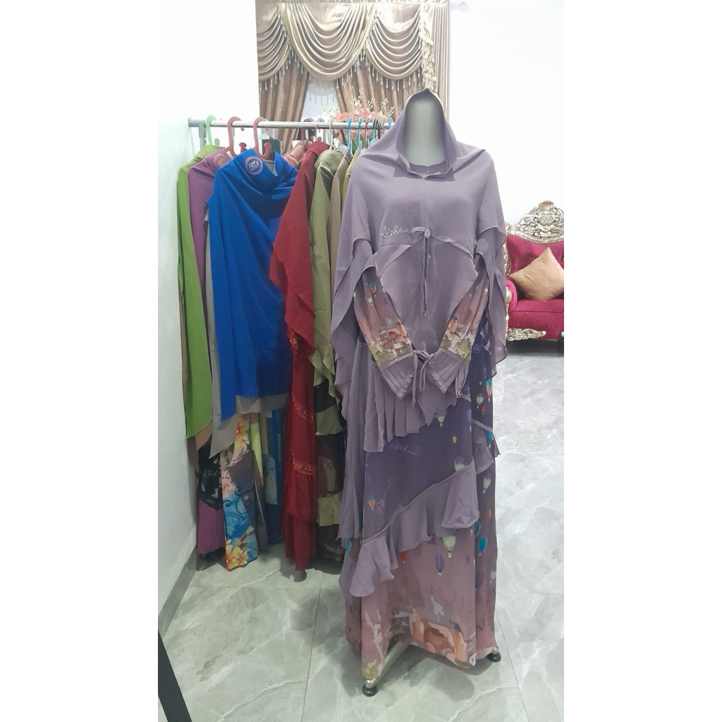 Gamis Branded Alzhea Premium Original set Hijab (baru)