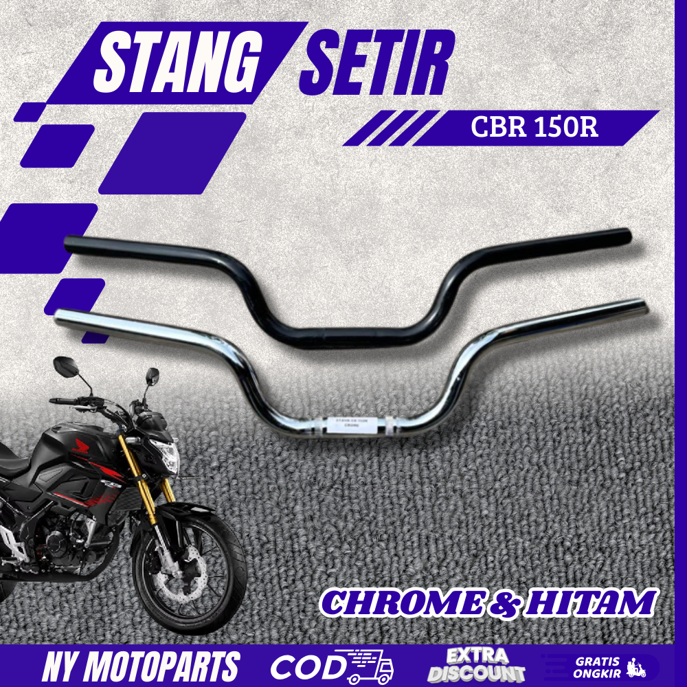 Stang CB150R New PCX 160 Standart CB150R Replika Original Hitam glosy dan chrome stainless