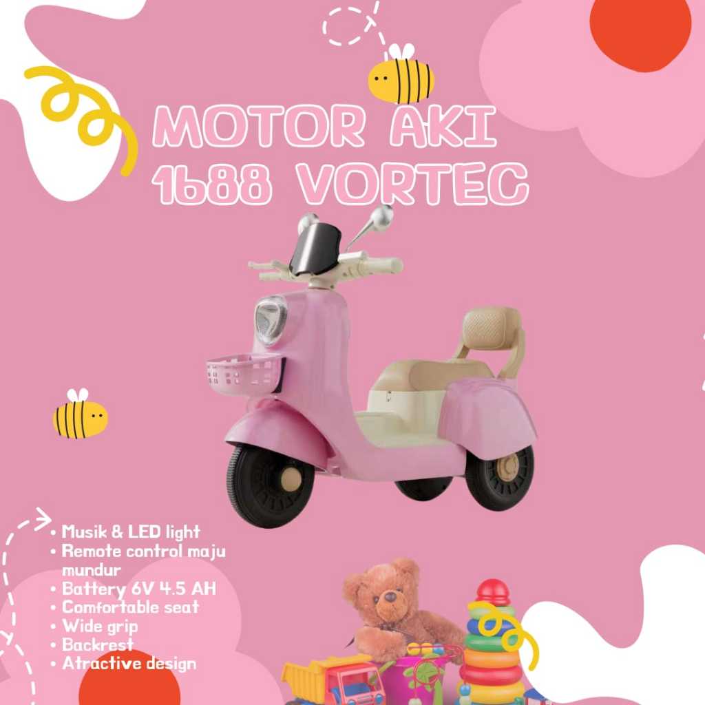 Mainan Anak Motor Aki Vespa Vortec 1688 Remote - 808