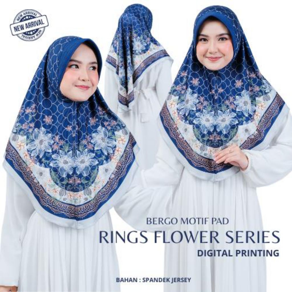 Hijab instan motif jersy Daily/jilbab bergo Premium motif bunga