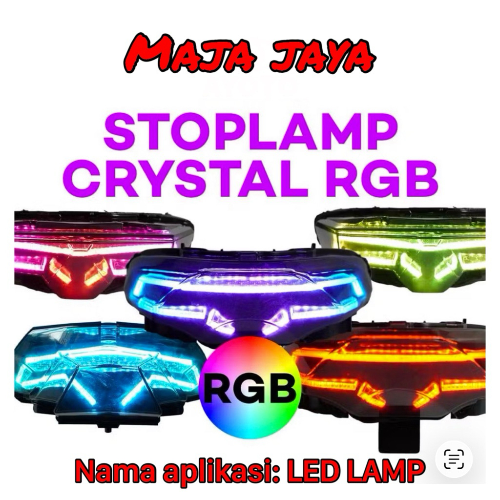 Lampu Stoplamp Vario 125 150 Beat FI ESP Gen 1 Running RGB Crystal Akrilik Bluetooth Full Set Kompli