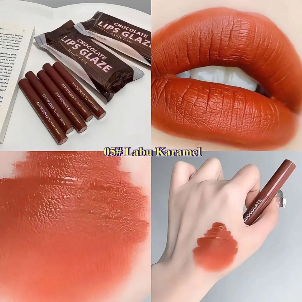 Ready Stock COD & BEST SELLER 5 Pcs | Set Lipstick Velvet Matte Cokelat - Lip Glaze & Lip Stain Wate