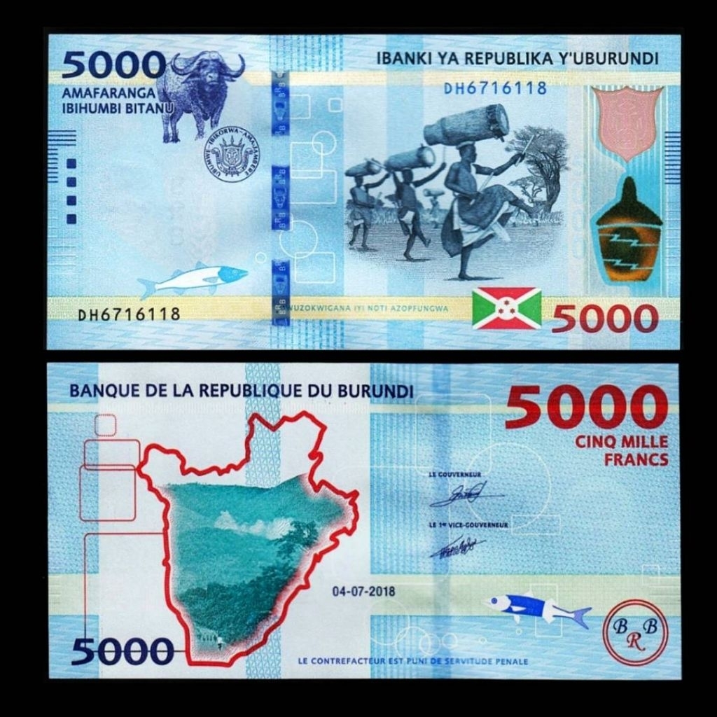 UANG BURUNDI 5000 FRANCS 2018 UNC GRESS AFRICAN ORIGINAL BANKNOTE