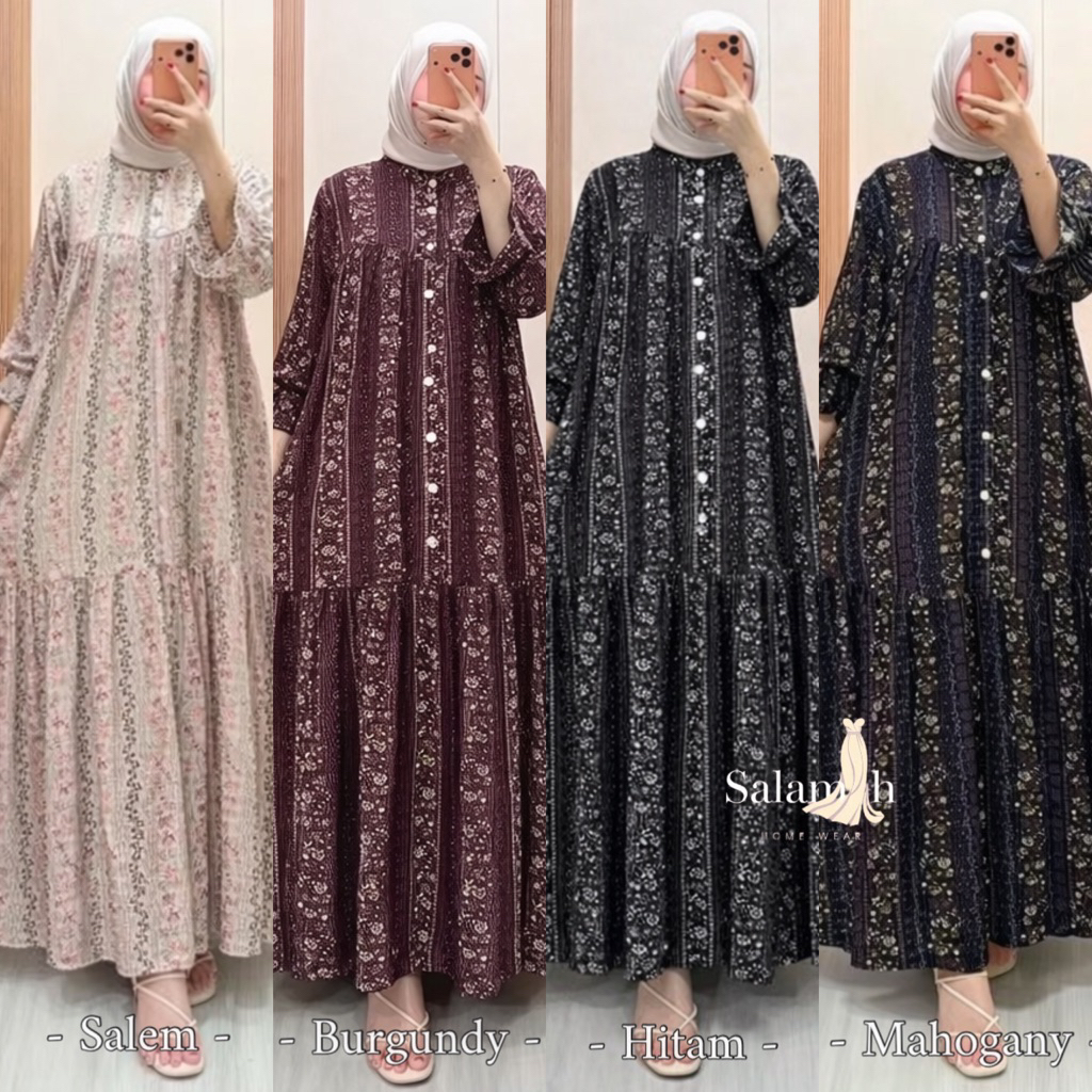 (SIAP KIRIM) DRESS WANITA MOTIF / GAMIS RAYON ADEM BUSUI JUMBO / KOLINDA VIOLA KIRANA KALANA MIDI