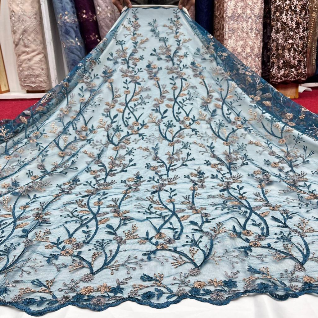 Kain tile bordir garden akar / Kain tile garden akar halus lembut terbaru