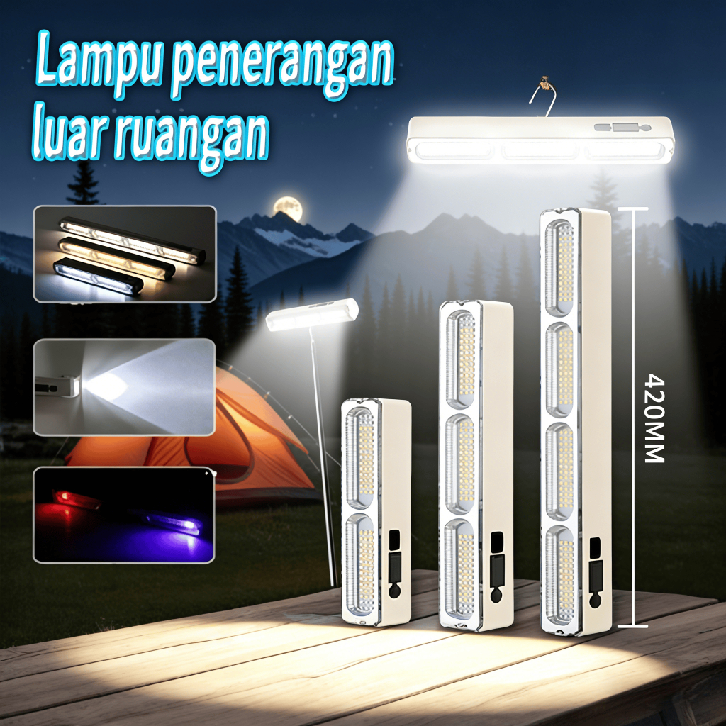 Benih Lampu LED Emergency 400W Portable Baterai 6000mAh 5 Mode Cahaya Tahan 20 Jam COD