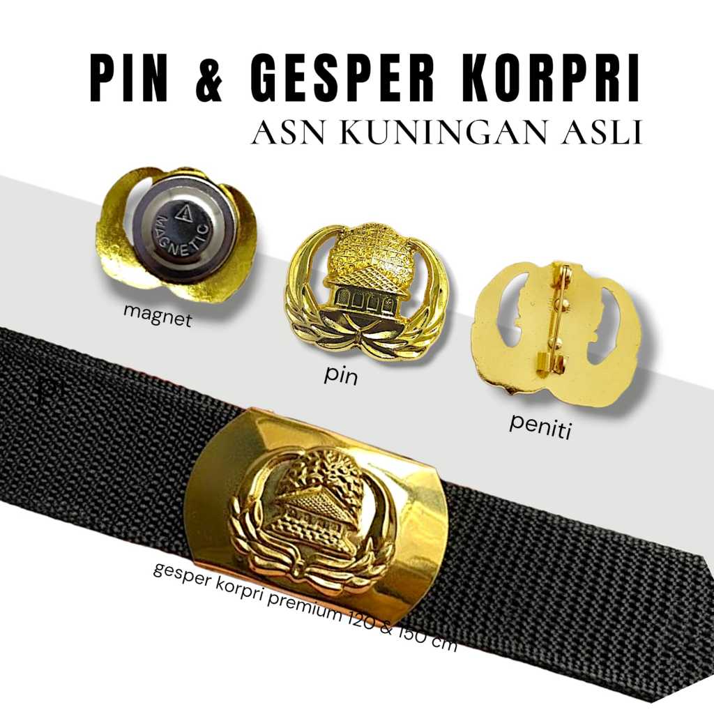 Pin & Gesper Asn Pns Korpri Kuningan Asli Pria Wanita