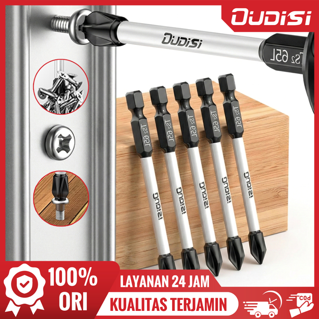 OUDISI 5pcs mata obeng magnet baja original 25mm-150mm 65mm mata bor obeng