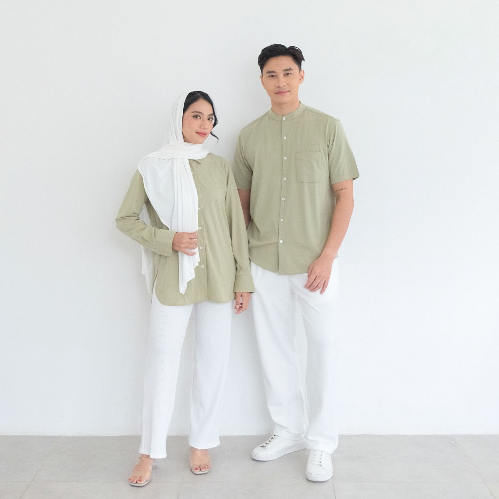 Isla Loryn Nico Couple Family Set Sage Green - Couple Set - Family Set - Baju Lebaran Set