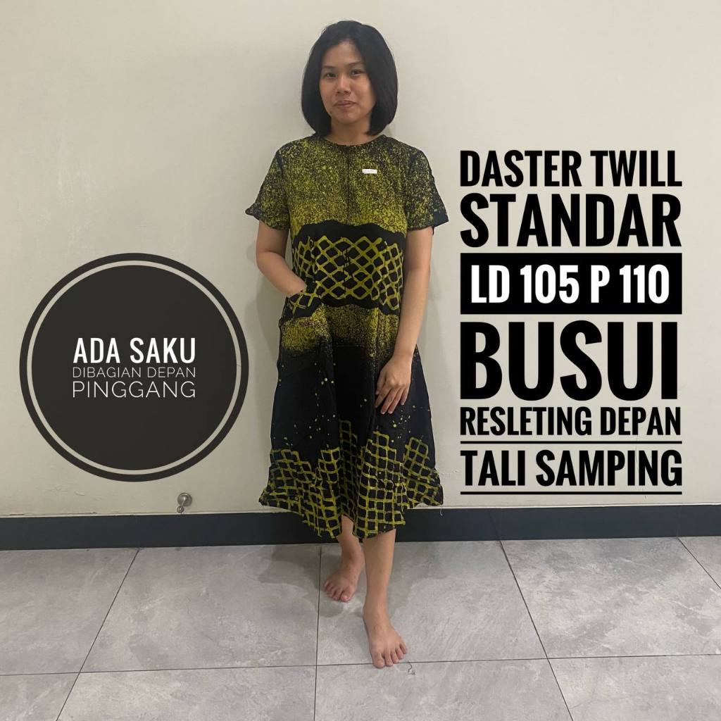 Daster Panjang Lengan Pendek Remaja Dewasa Kekinian Motif Batik Abstrak Busui Friendly Resleting Dep