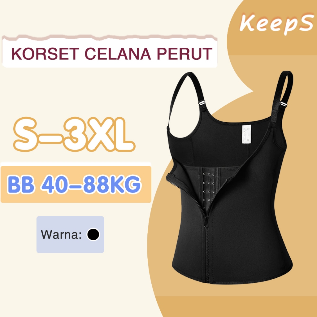 KeepS S-3XL Korset Pelangsing Wanita Model Tank Top 2 Lapis korset pelangsing perut buncit celana ko