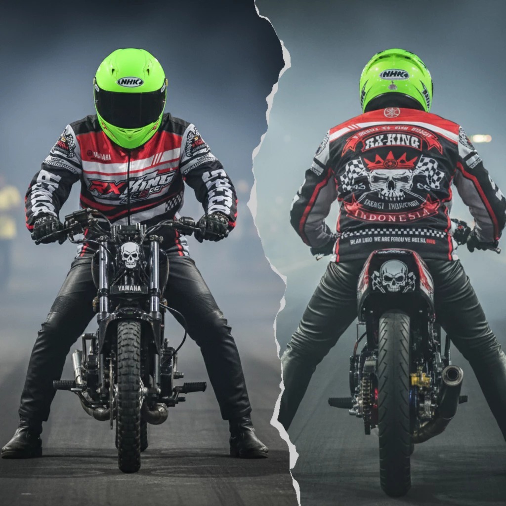 MONSTER SPEED27 X RX-KING Series Jaket Racing Pria Wanita Bahan Parasut Anti Air dan Lotto Tebal