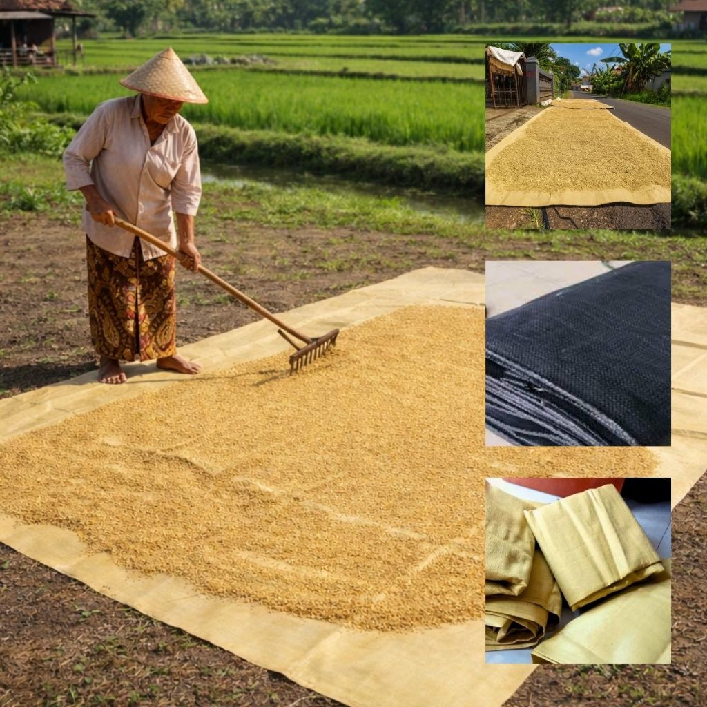 Terpal Jemuran Padi 4x6 Meter Super Tebal Polypropylene Cepat Kering Kuning Hitam