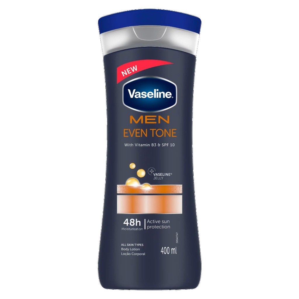 VASELINE MEN Even Tone with Vitamin B3 and SPF10 Body Lotion - Active Sun Protection - 400ml
