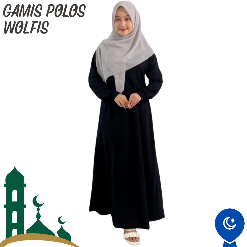 Fada Collection Baju Gamis Polos Wolfis Hitam