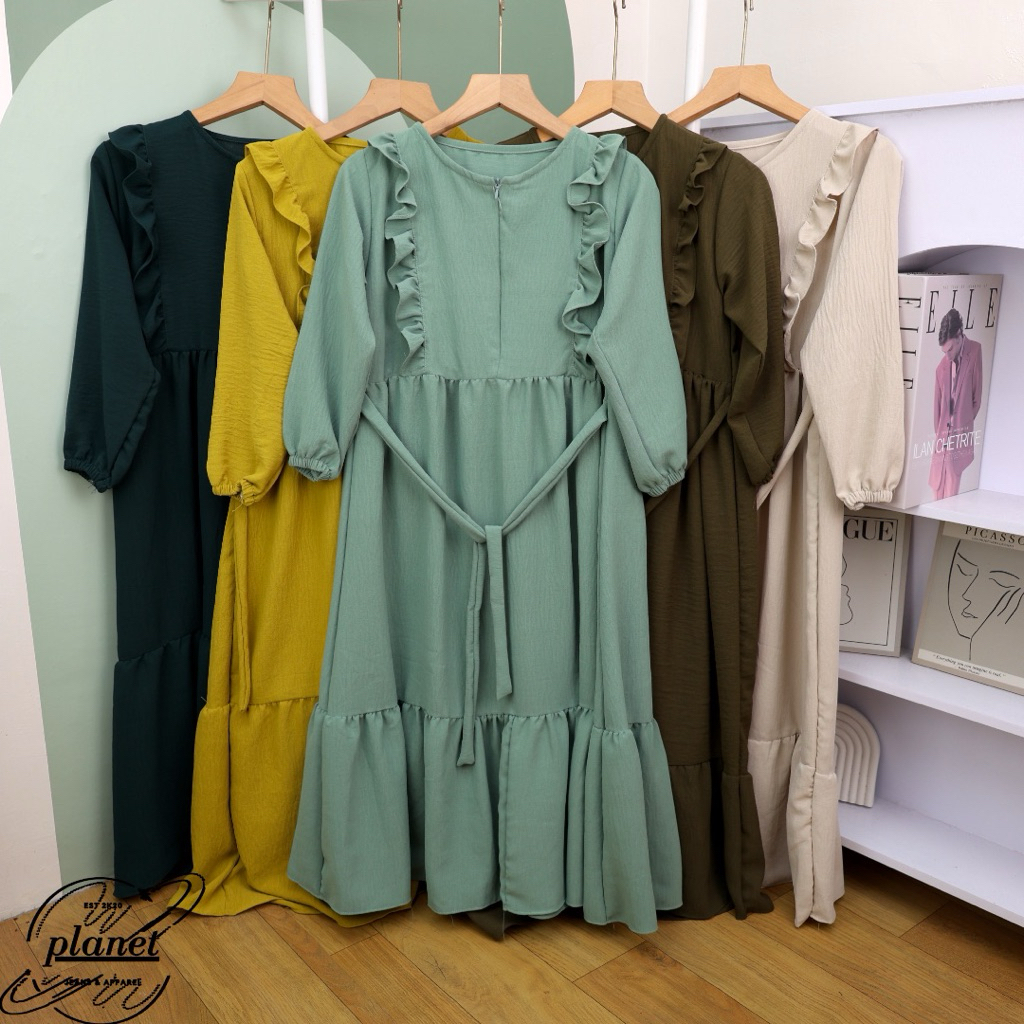 GAMIS ANAK TANGGUNG PEREMPUAN CRINKLE AIRFLOW SD SMP REMAJA BAJU MUSLIM ANAK DRESS SIMPLE GAMIS POLO