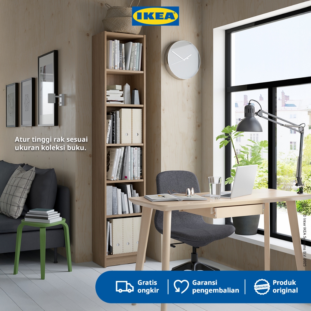 IKEA BILLY Rak Buku Minimalis Efek Kayu Oak Berkualitas 40x28x202 cm