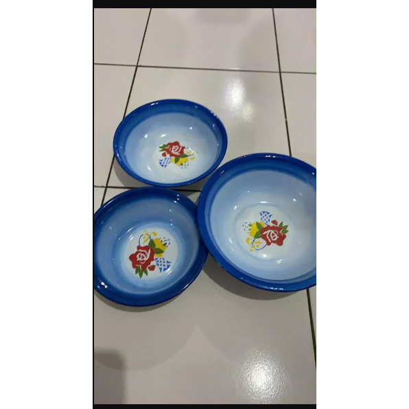 TERLARIS MANGKOK KOBOKAN ENAMEL MOTIF BUNGA