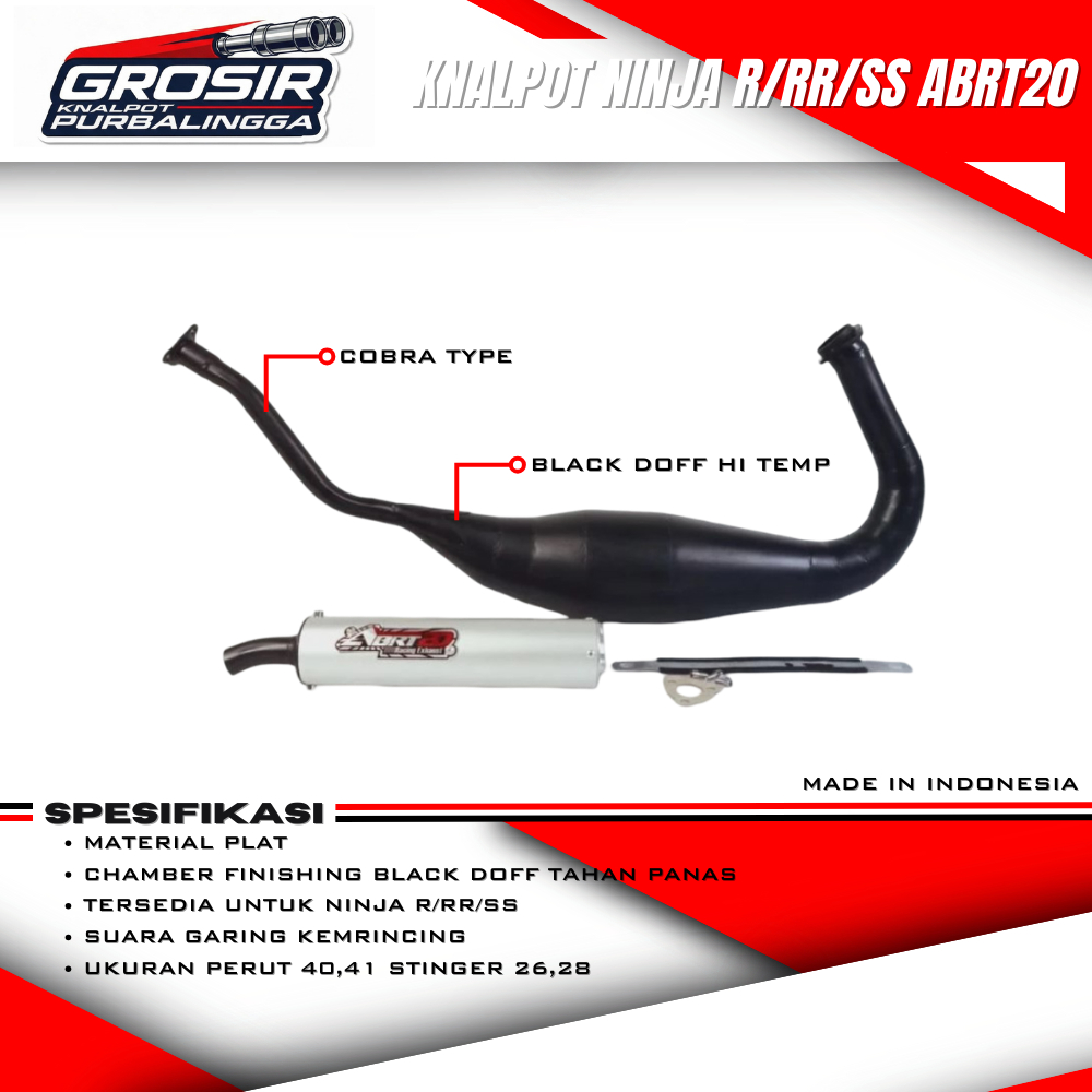 knalpot ninja r ss rr abrt abrt20 plat tipe cobra hitam suara super garing