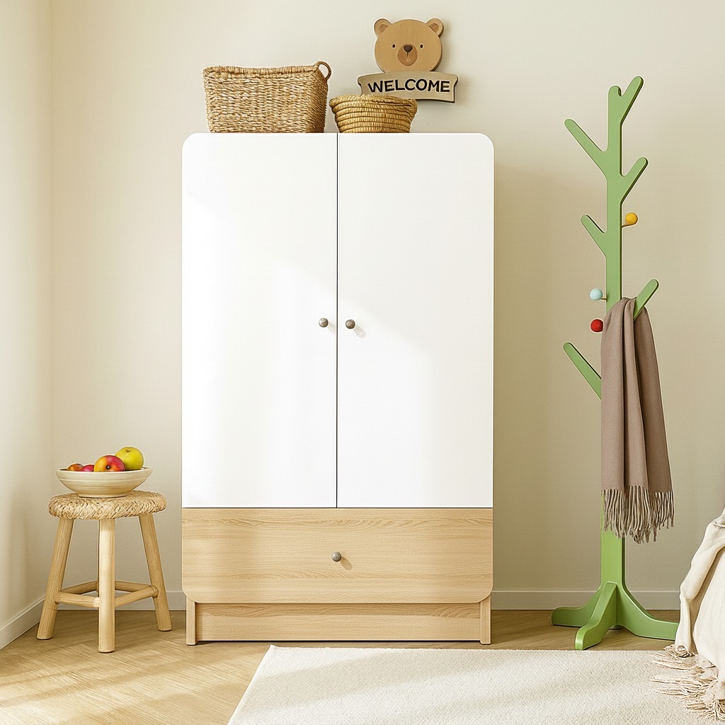 Casaloma Furniture Lemari 2 Pintu Anak Modern Minimalis Aesthetic Lemari Kecil Bayi Balita Putih